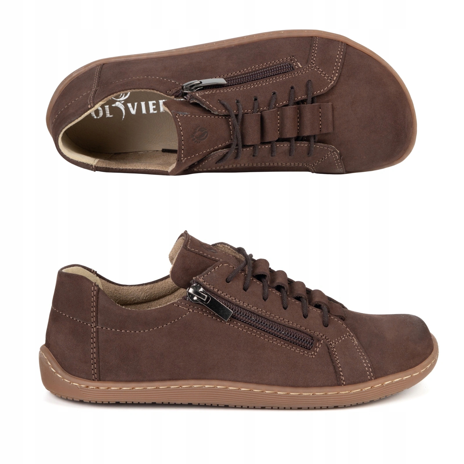 Dámské minimalistické barefootové kožené boty 1242 hnědé 36