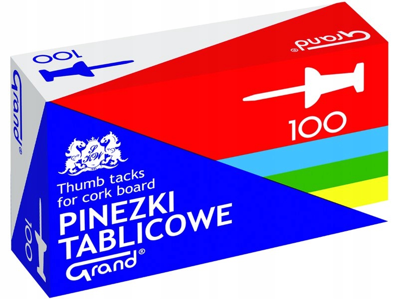 PINEZKI TABLICOWE GRAND OPAK. 100 SZT. MIX KOLORÓW
