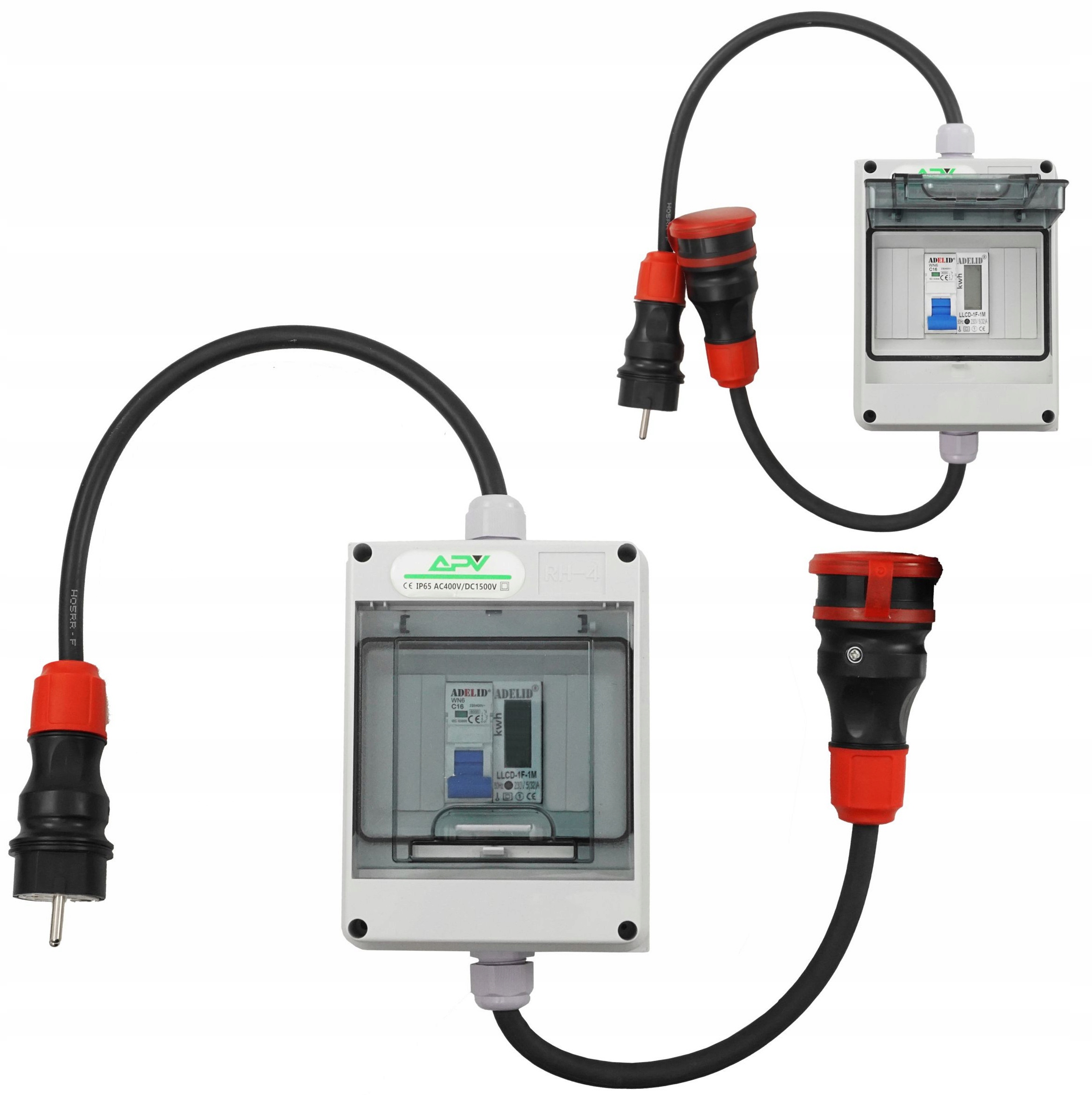Przedłużacz Przenośny Zestaw Pomiarowy Licznik 1F Bezpiecznik C16A 230V