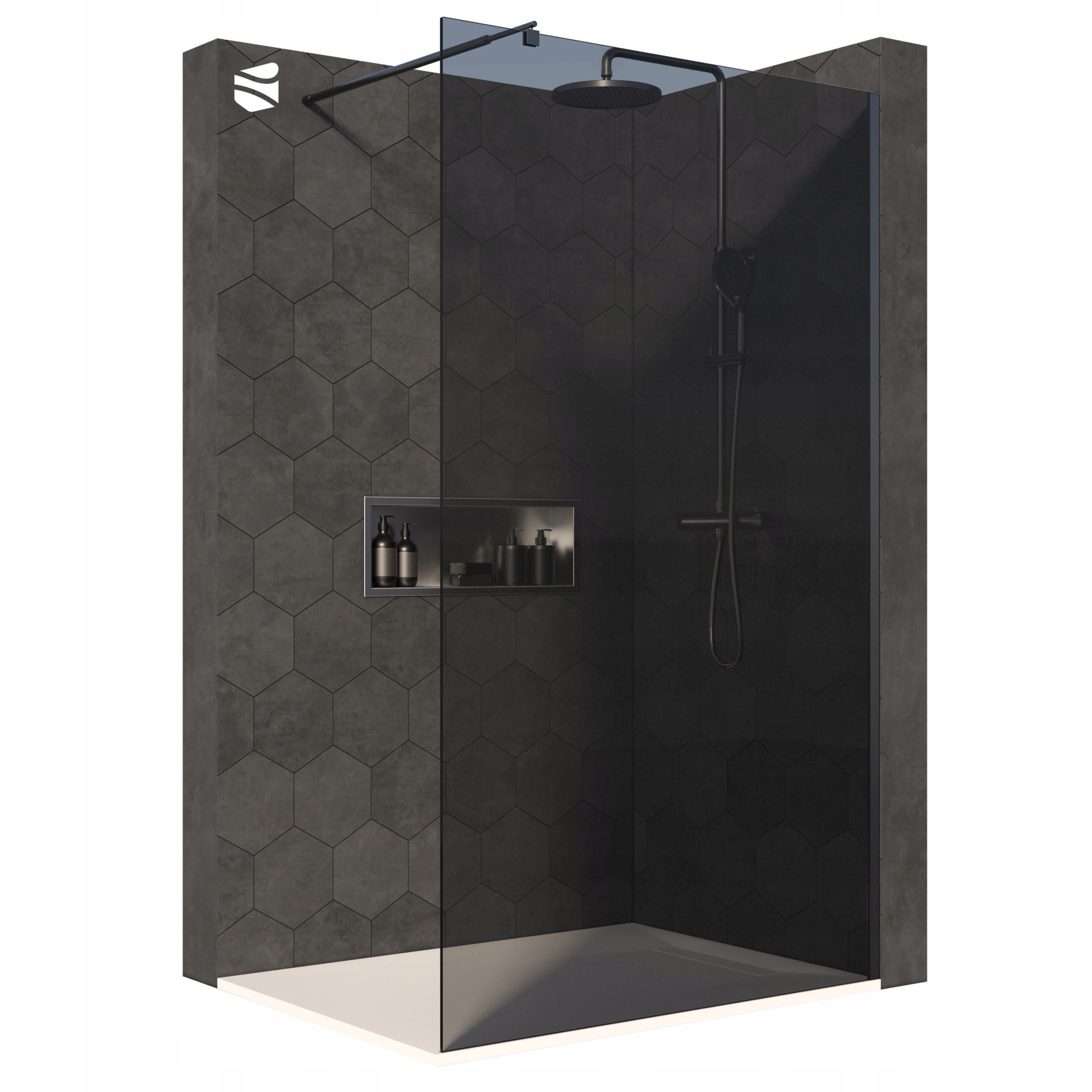 Ścianka prysznicowa Walk-In EX101 szkło szare Esg 8mm kabina 100x200 cm