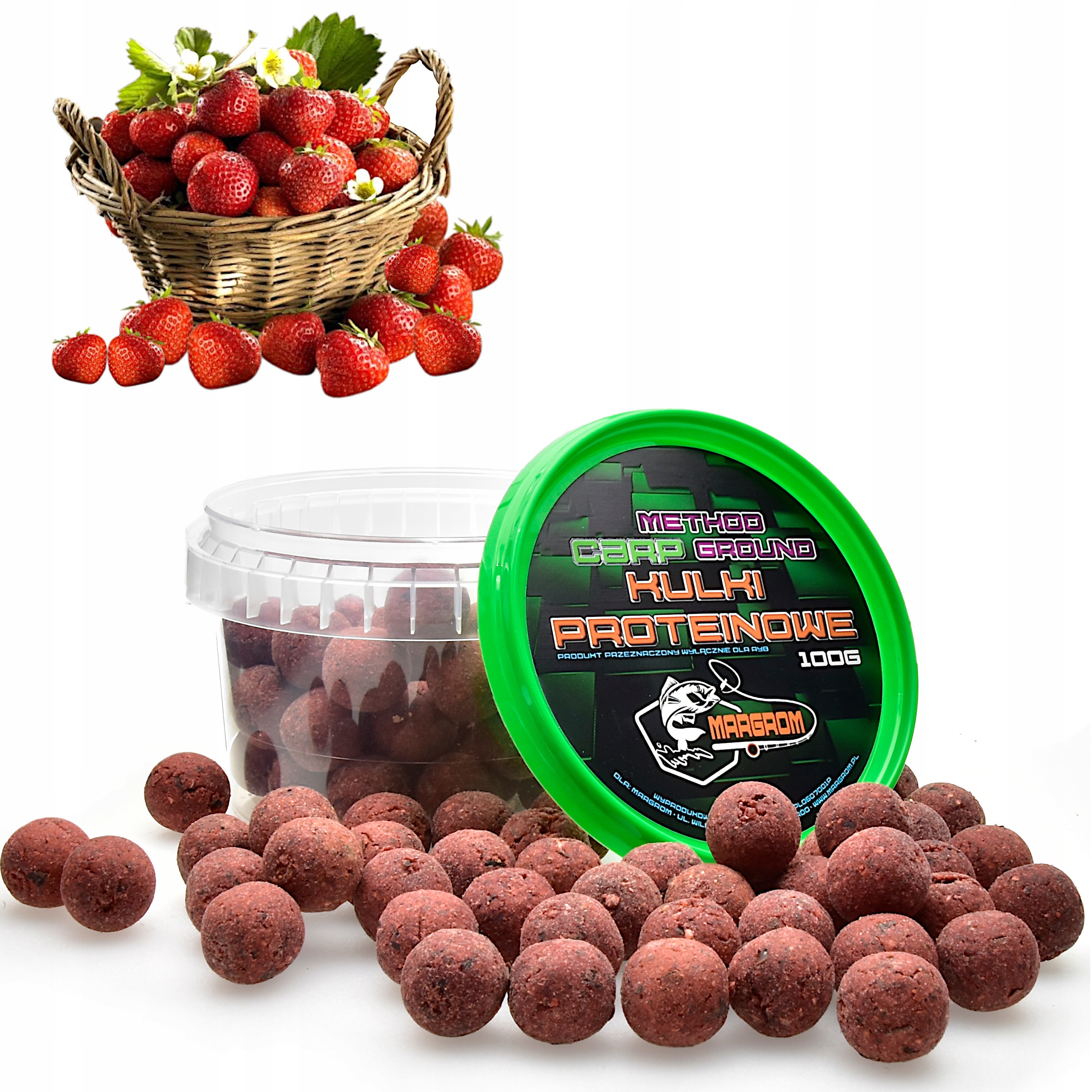 KULKI PROTEINOWE MARGROM 16mm 100g aromat TRUSKAWKA