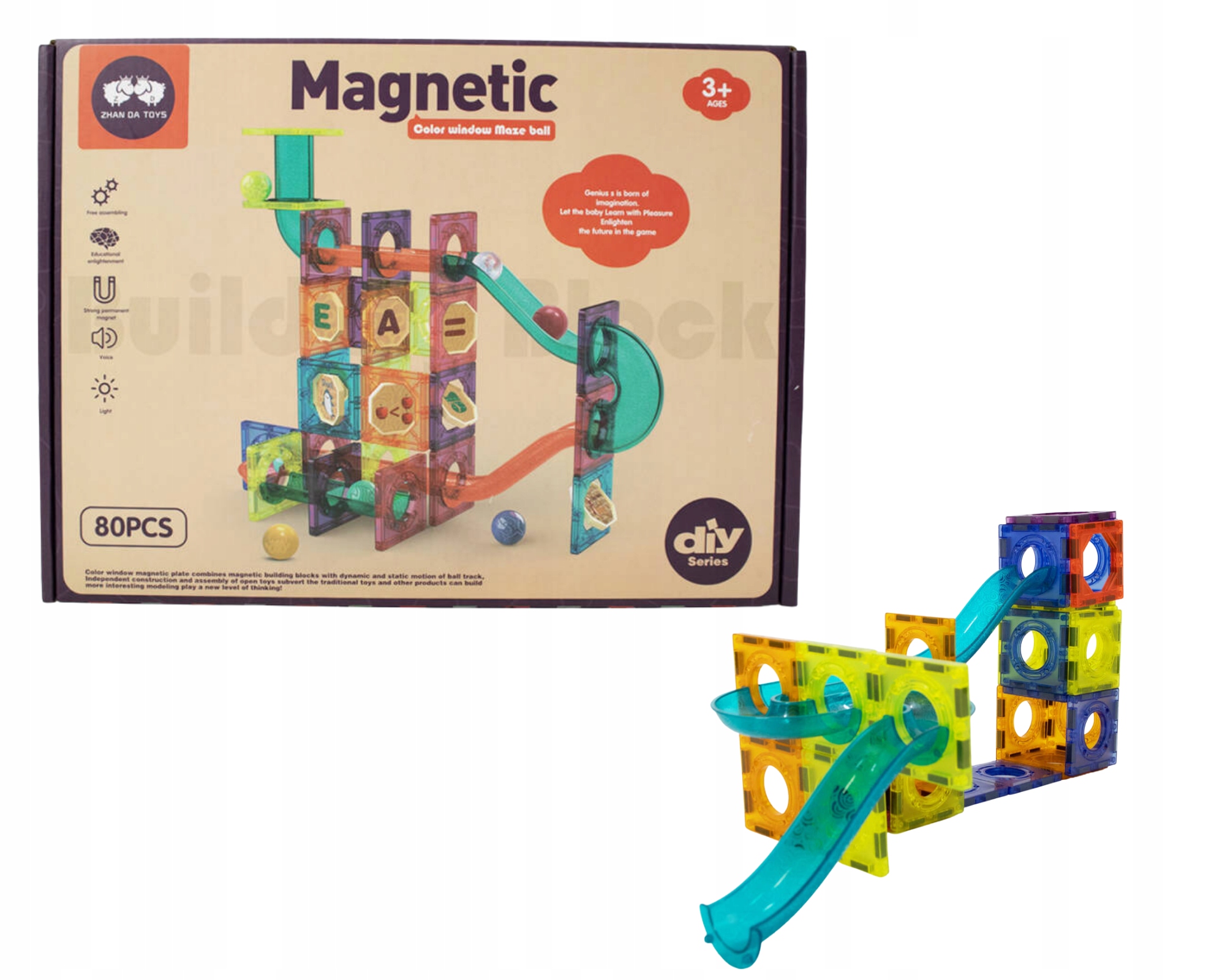 

Konstrukcyjne Klocki Magnetyczne Kulodrom 80 El.