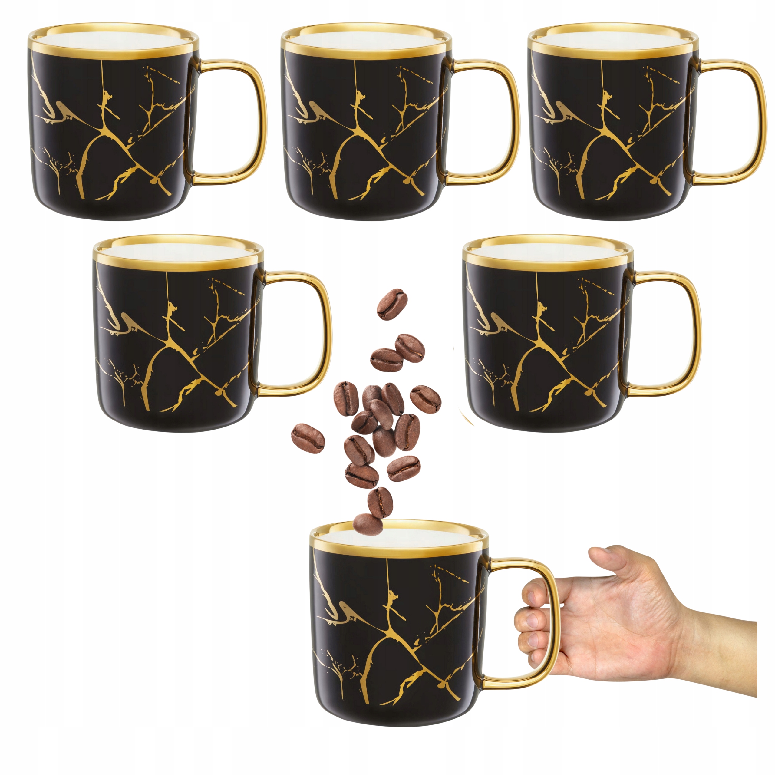 Kubek Porcelanowy Kubek Duży Do Herbaty Kawę Wodę Sok 330ML Ambition 6 Szt.
