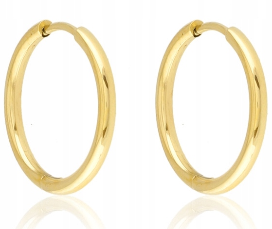 KOLCZYKI ZŁOTE KÓŁKA 16 mm STAL CHIRURGICZNA