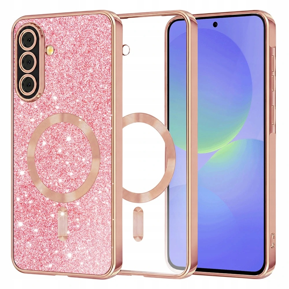 Techsuit Glitter MagSafe etui na Samsung Galaxy A36 5G A56 5G różowozłote