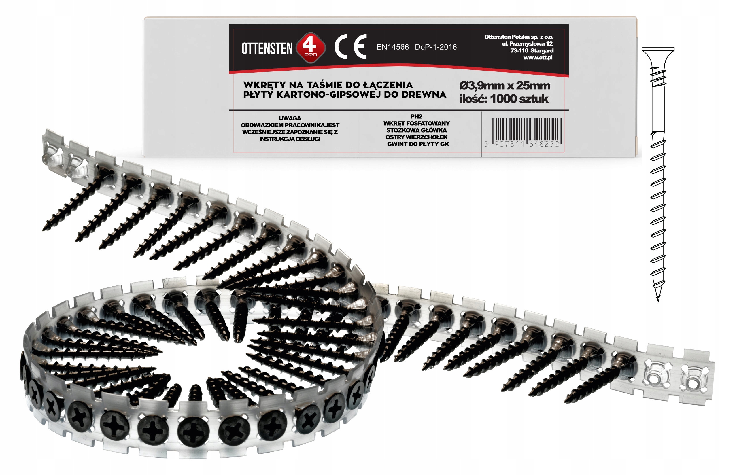 

Wkręty na taśmie 4PRO 3,9x25 Gk-drewno