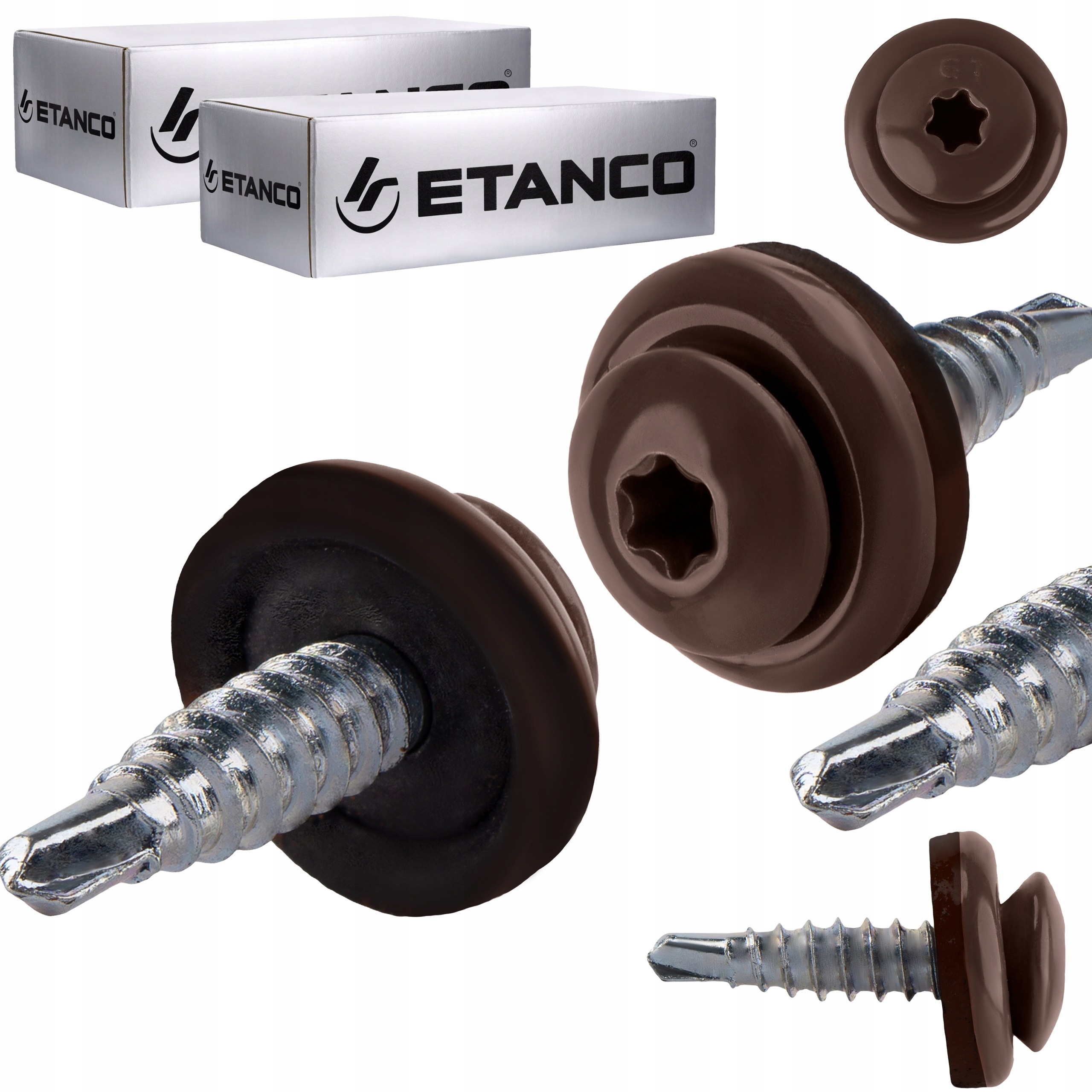 Farmářské vruty Torx 4,8x20 mm Ral 8017 500 ks do plechu Etanco Gtf 02P