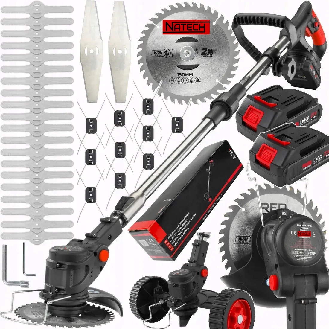 Podkaszarka Akumulatorowa Kosa Ogrodowa Wykaszarka Do Trawy 2xAKU Zestaw