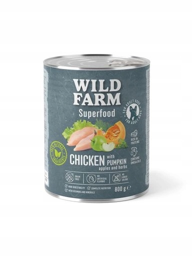 5x Wild Farm Superfood Chicken 800g bezobilné krmivo pro psy