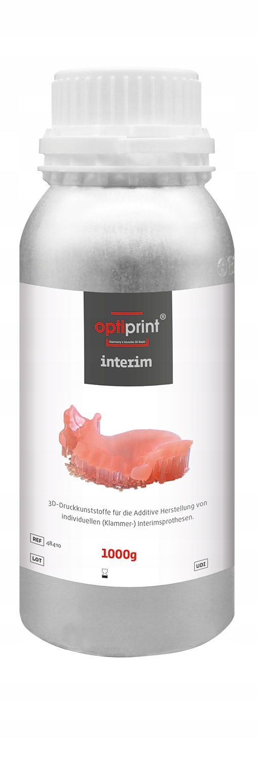 Uv pryskyřice Dentona Optiprint Interim 1 kg 1 l pro 3D elastické protézy