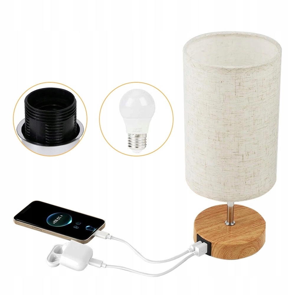 Noční Lampa E27 S Funkcí Stmívání A 3 Úrovněmi Usb