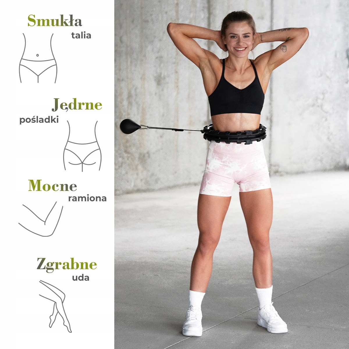 HULA HOP PLUS SIZE KOŁO ODCHUDZAJĄCE Z WYPUSTKAMI I OBCIĄŻNIKIEM HMS HHW12 Kolor dominujący czarny