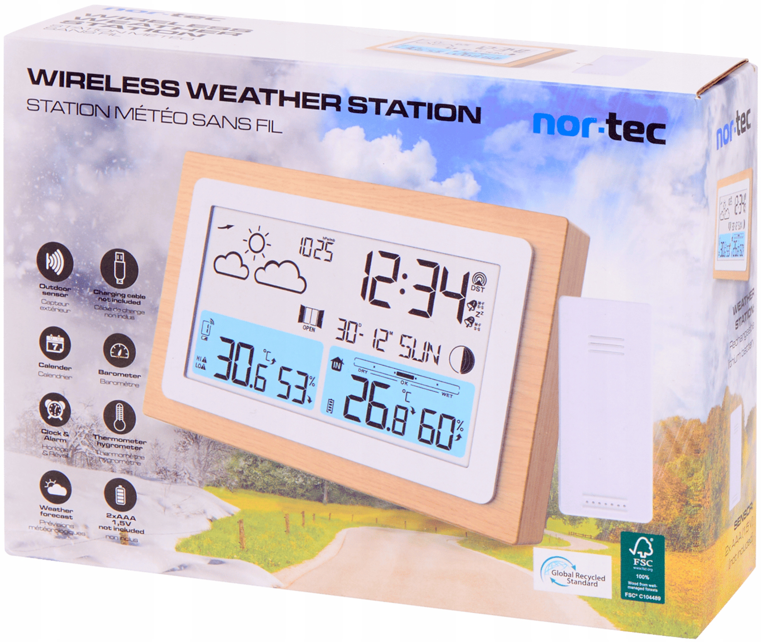 Bezprzewodowa Stacja Pogody Higrometr Termometr z Czujnikiem Zewnętrznym