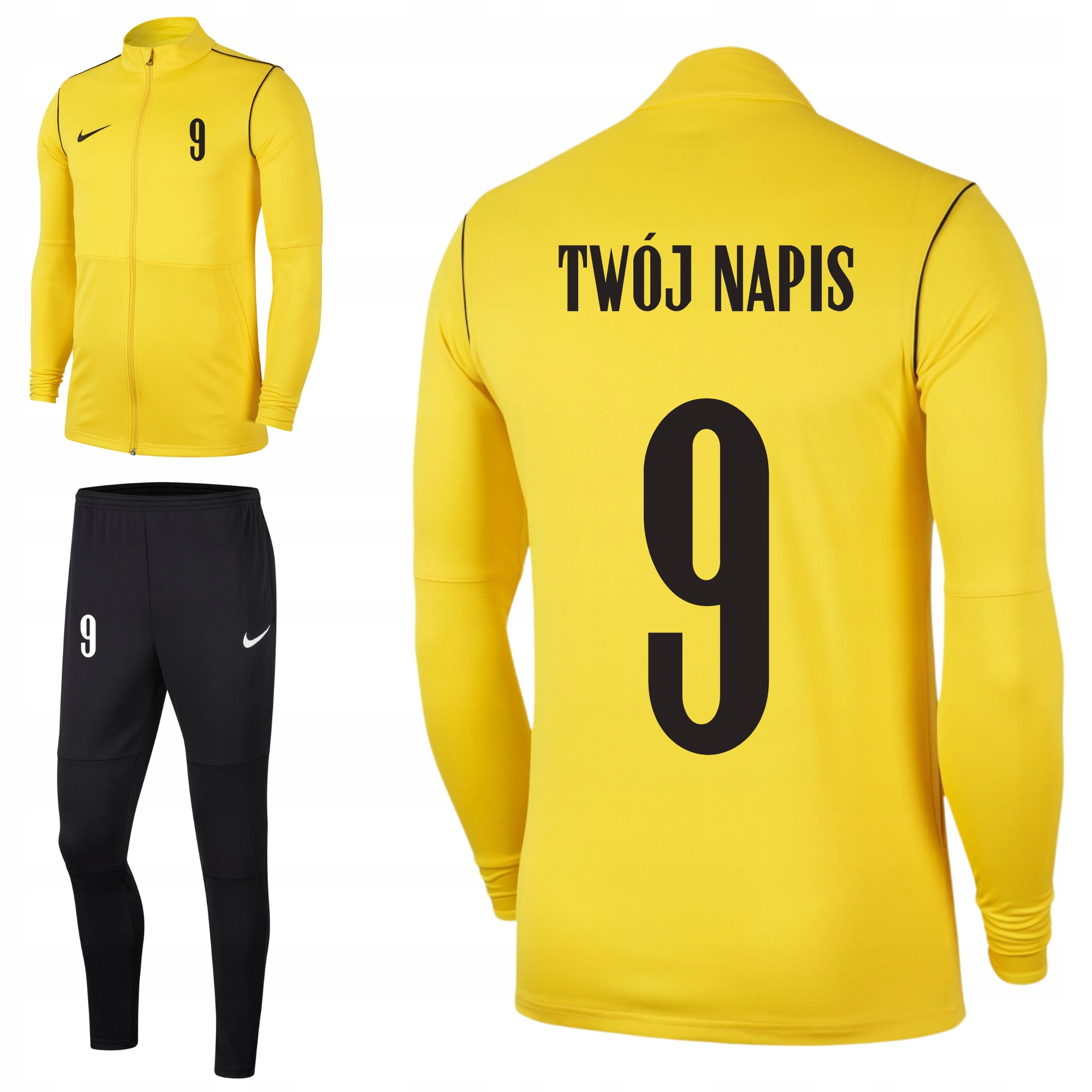 Nike komplet piłkarski z NADRUKIEM XL dres strój spodnie i bluza z napisem