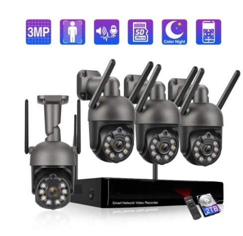 ZESTAW KAMER WIFI OBROTOWYCH DO MONITORINGU 3MPX