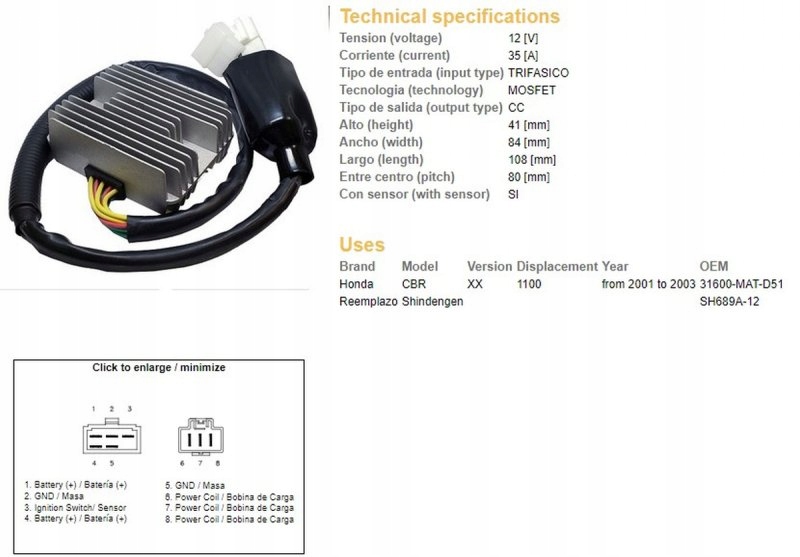 Dze Regulátor Napätia Honda Cbr 1100XX 01-03