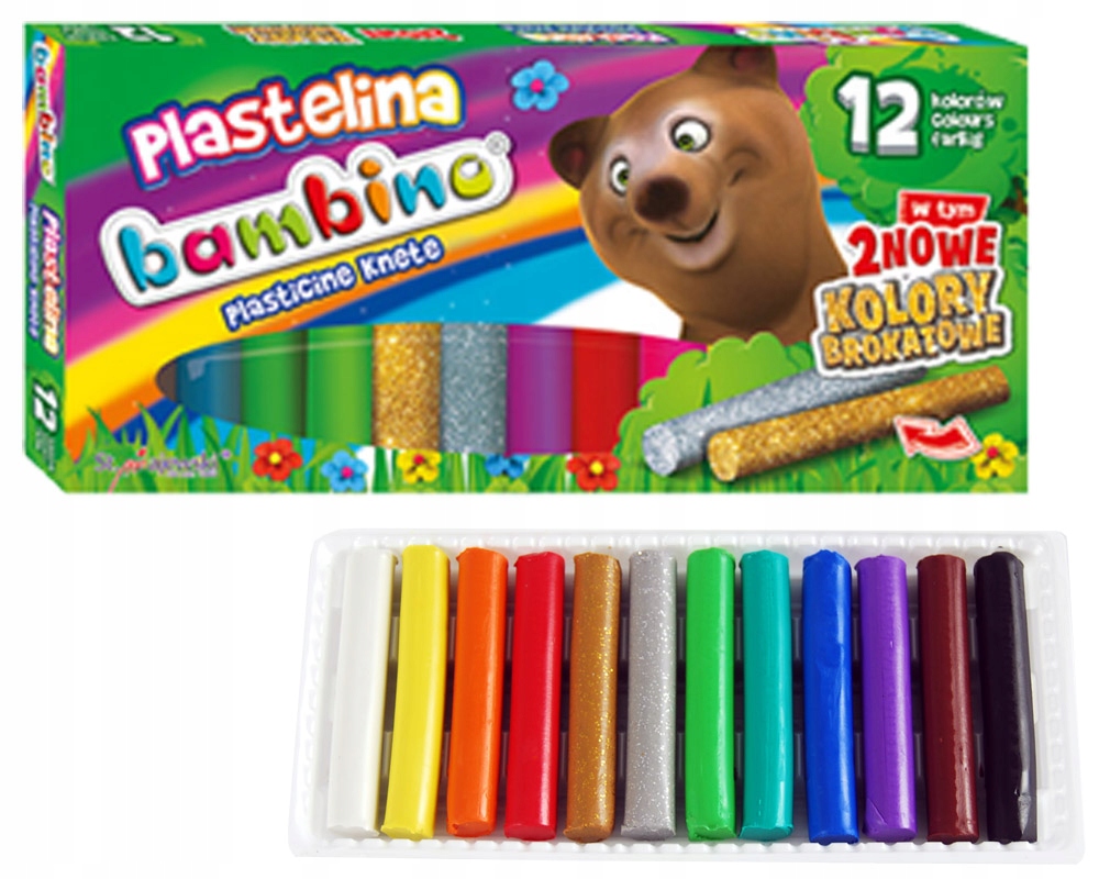PLASTELINA BAMBINO 12 KOLORÓW SZKOLNA Z ATESTEM