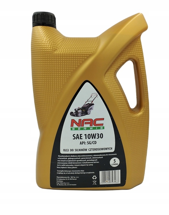 OLEJ DO KOSIARKI AGREGATU TRAKTORKA SILNIKI CZTEROSUWOWE SAE 10W30 5L NAC Typ olej