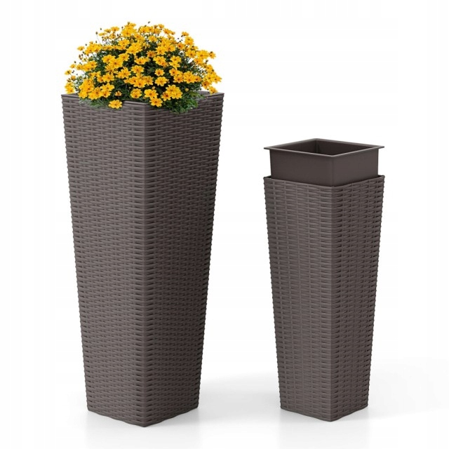 Kvetináč plast hnedý Costway 30 cm x 30 x 82 cm