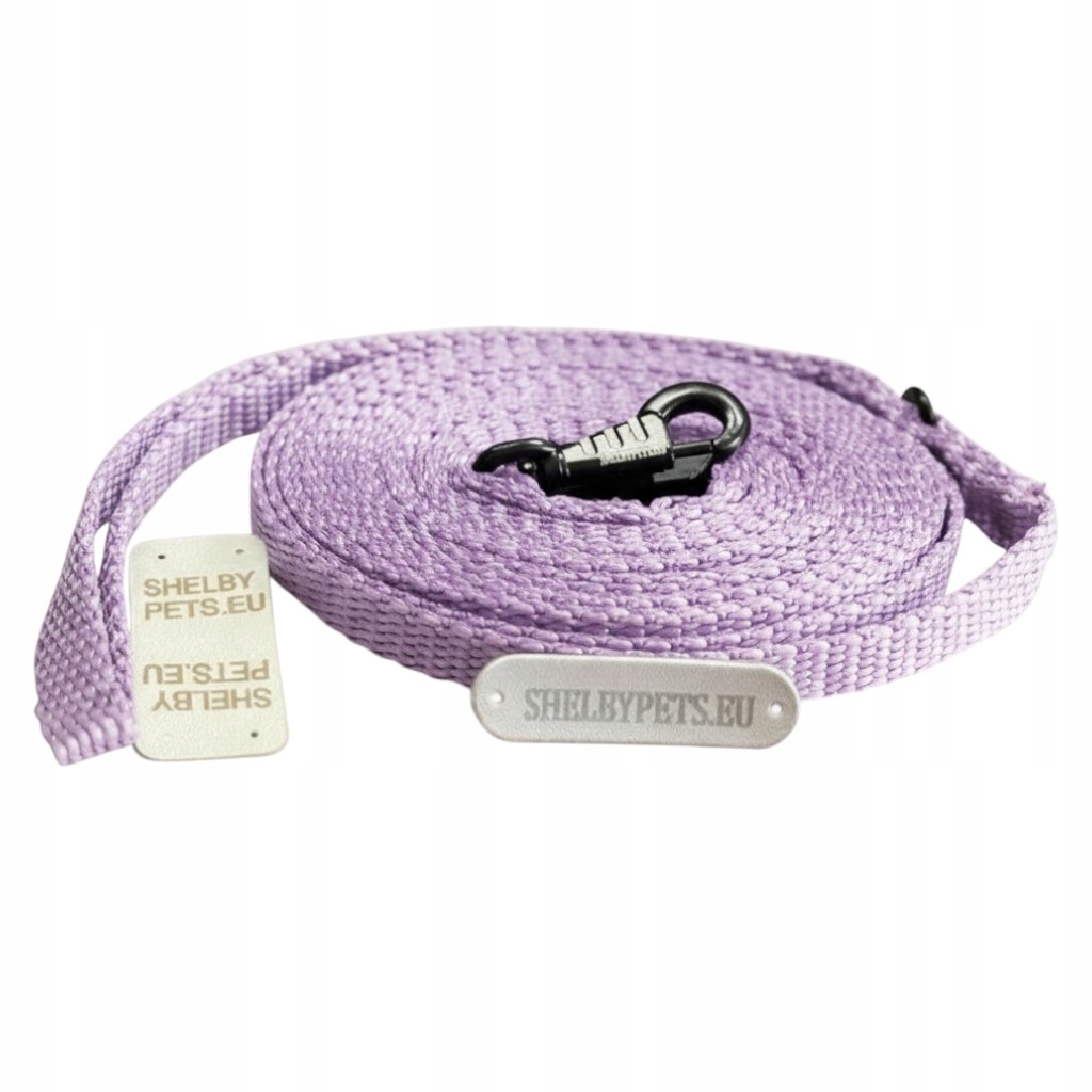 Levně Vodítko pro malého psa 20M 10MM levandulová, lehká, pevná, látková, ShelbyPets