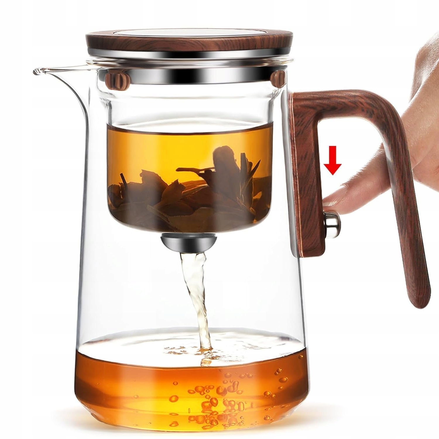 Skleněná konvice na čaj 800 ml s napařovačem, magnetický zavařovač bylin