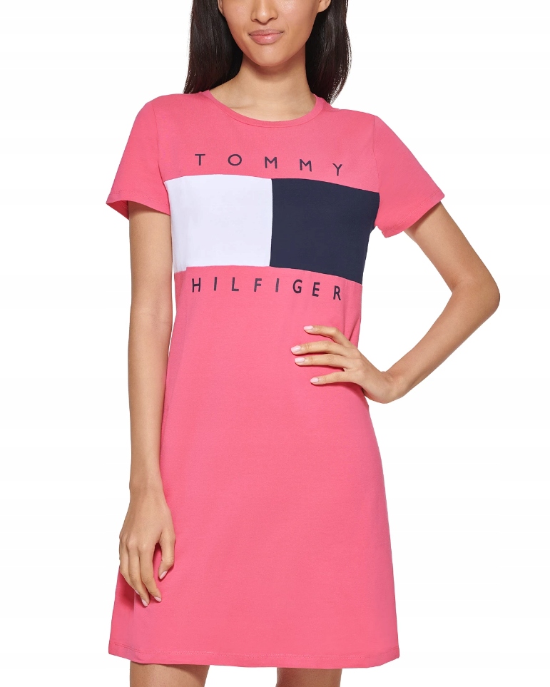 Tommy Hilfiger dámské šaty Flag Dress růžové Xs