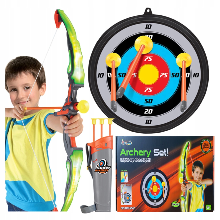 Łuk dla dzieci z bezpiecznymi strzałkami łucznika tarcza