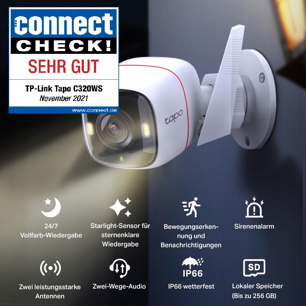 TP-LINK Kamera Zewnętrzna 4MP IP66 WiFi Detekcja Ruchu Audio Nocą — miniatura 3