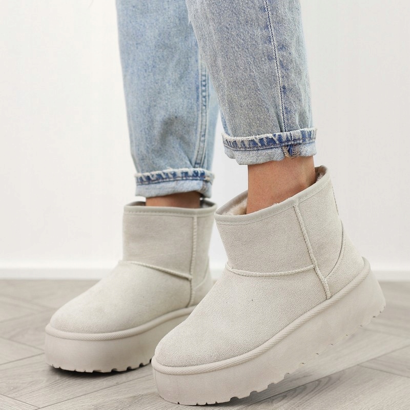 Beżowe botki śniegowce damskie platforma mukluki B-11 r.38 Rozmiar 38