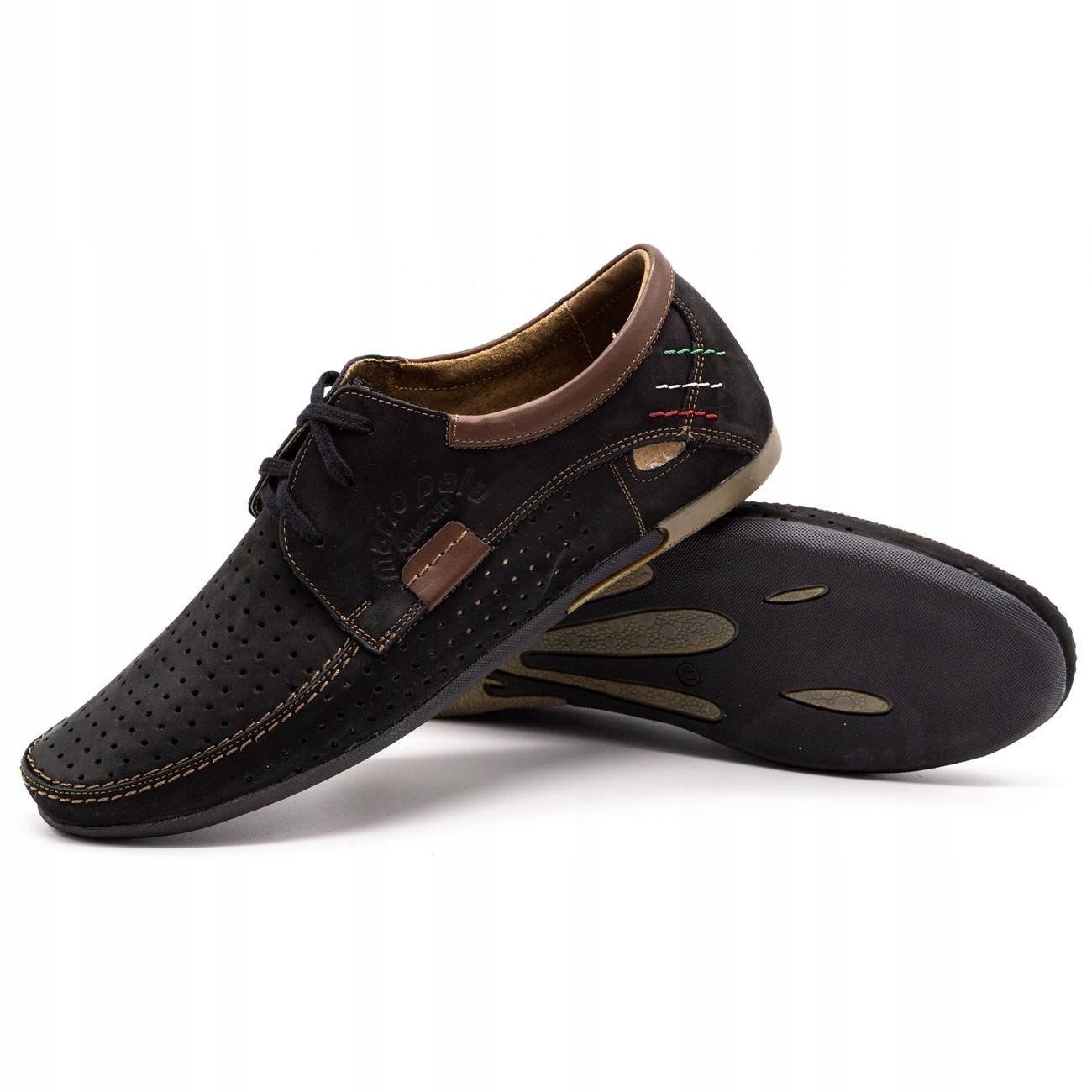 Buty męskie skórzane ażurowe na lato sznurowane POLSKIE 563 czarne 42 Kod producenta LATO 563 KCZ/L1 42