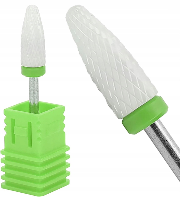 Frez Ceramiczny Stożek Ostry Zielony Do Hybryda Żelu Akrylu Paznokci Frezy
