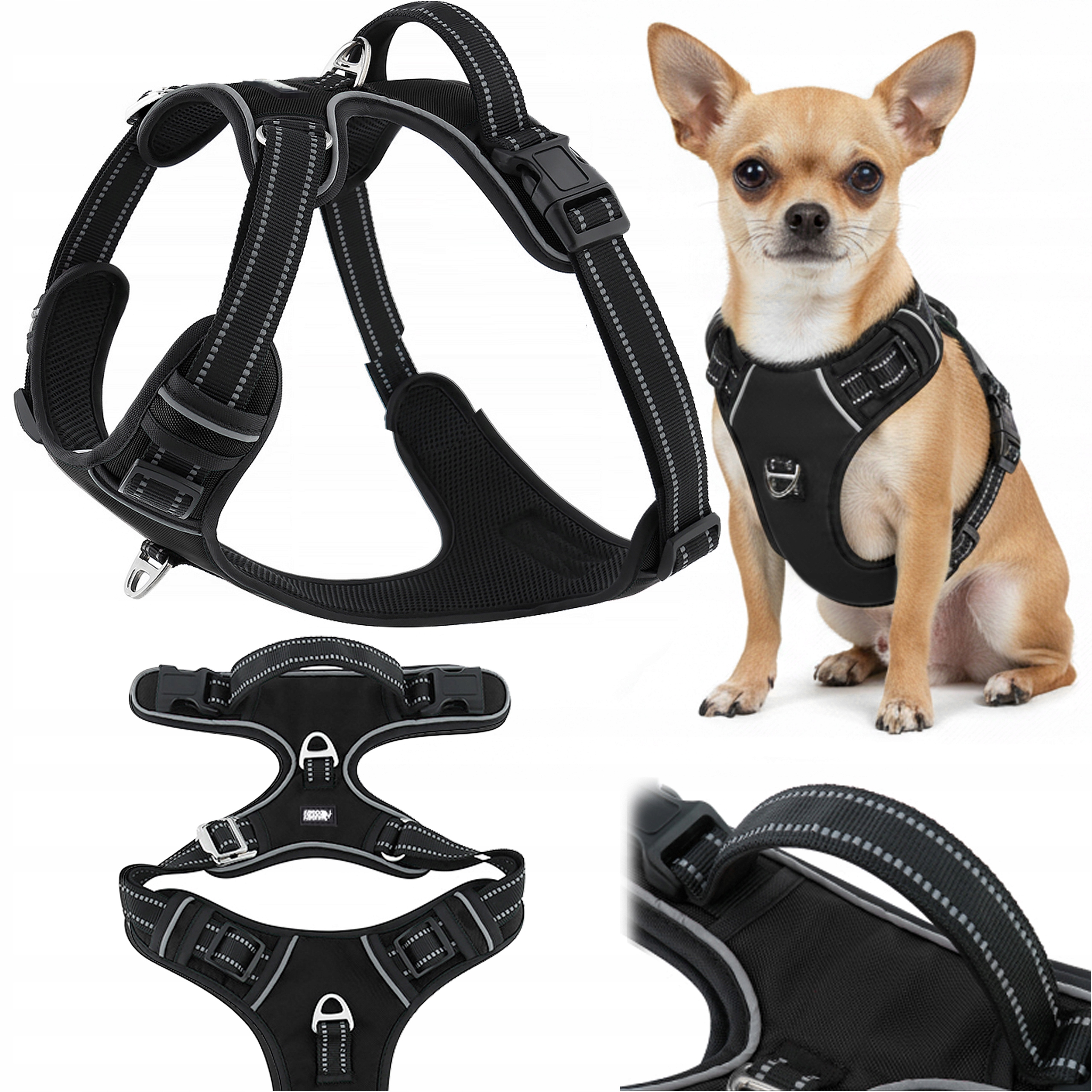 Tréninkové postroje pro psa typu guard černé easy walk Huggy Doggy Xs