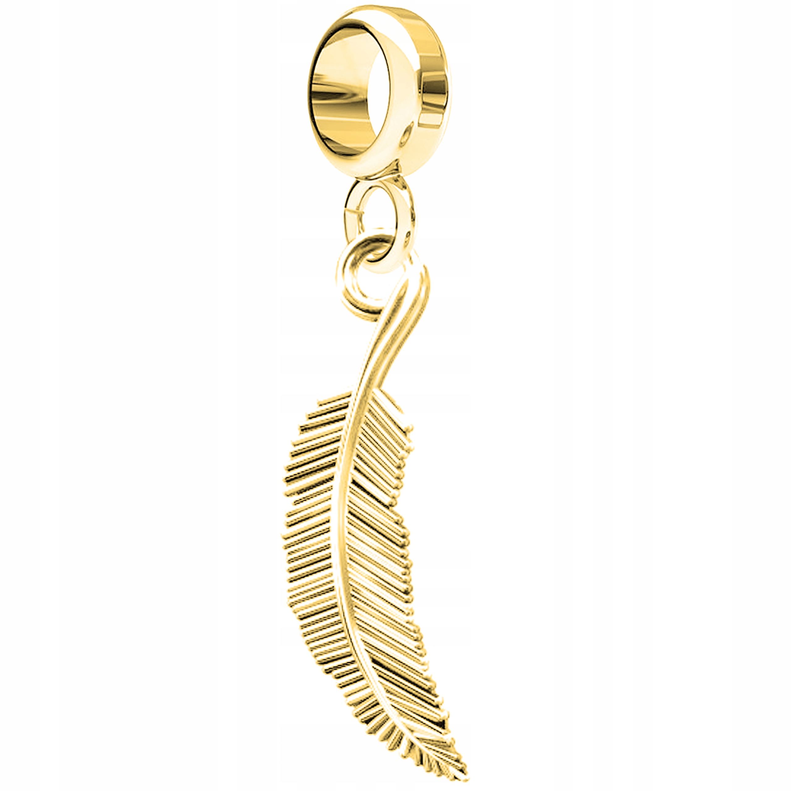 Charms Zlatý s peřím Ozdobné pero Ptačí peří Listy Stříbro 925