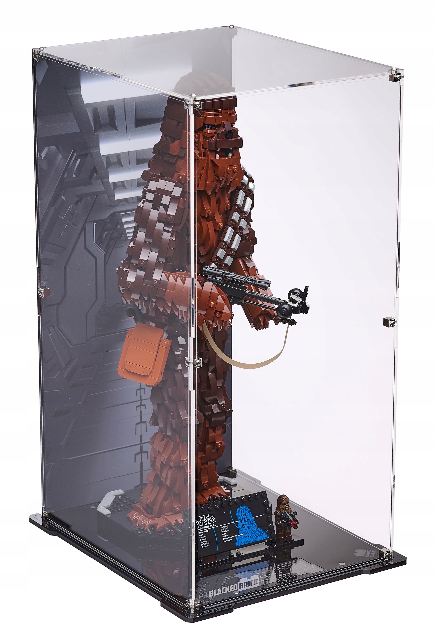 Vitrína s pozadím Blacked Brick pre Lego Star Wars 75371 Chewbacca