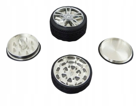 MŁYNEK GRINDER METALOWY 3 CZĘŚCI KOŁO SAMOCHODOWE