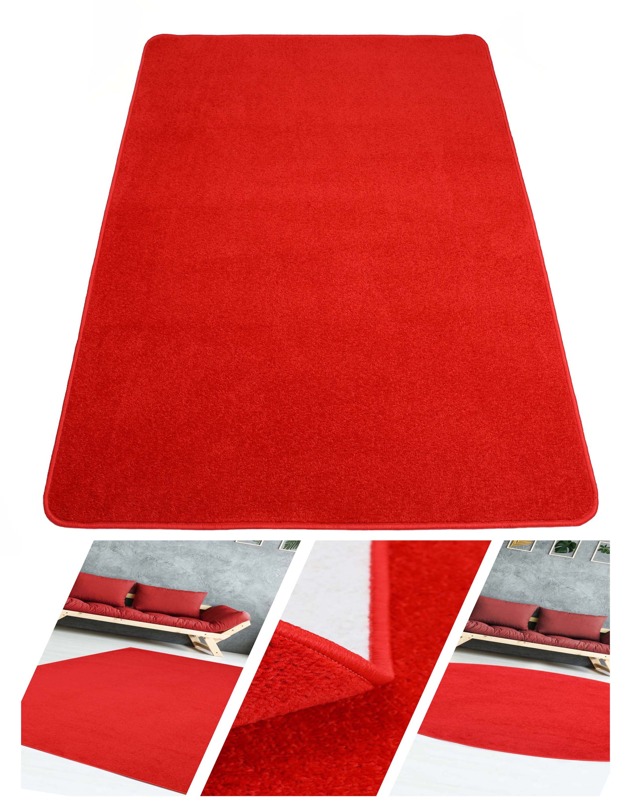 Koberec Hladký Do Pokoje Červený Na Míru Diamond 200 x 200 cm