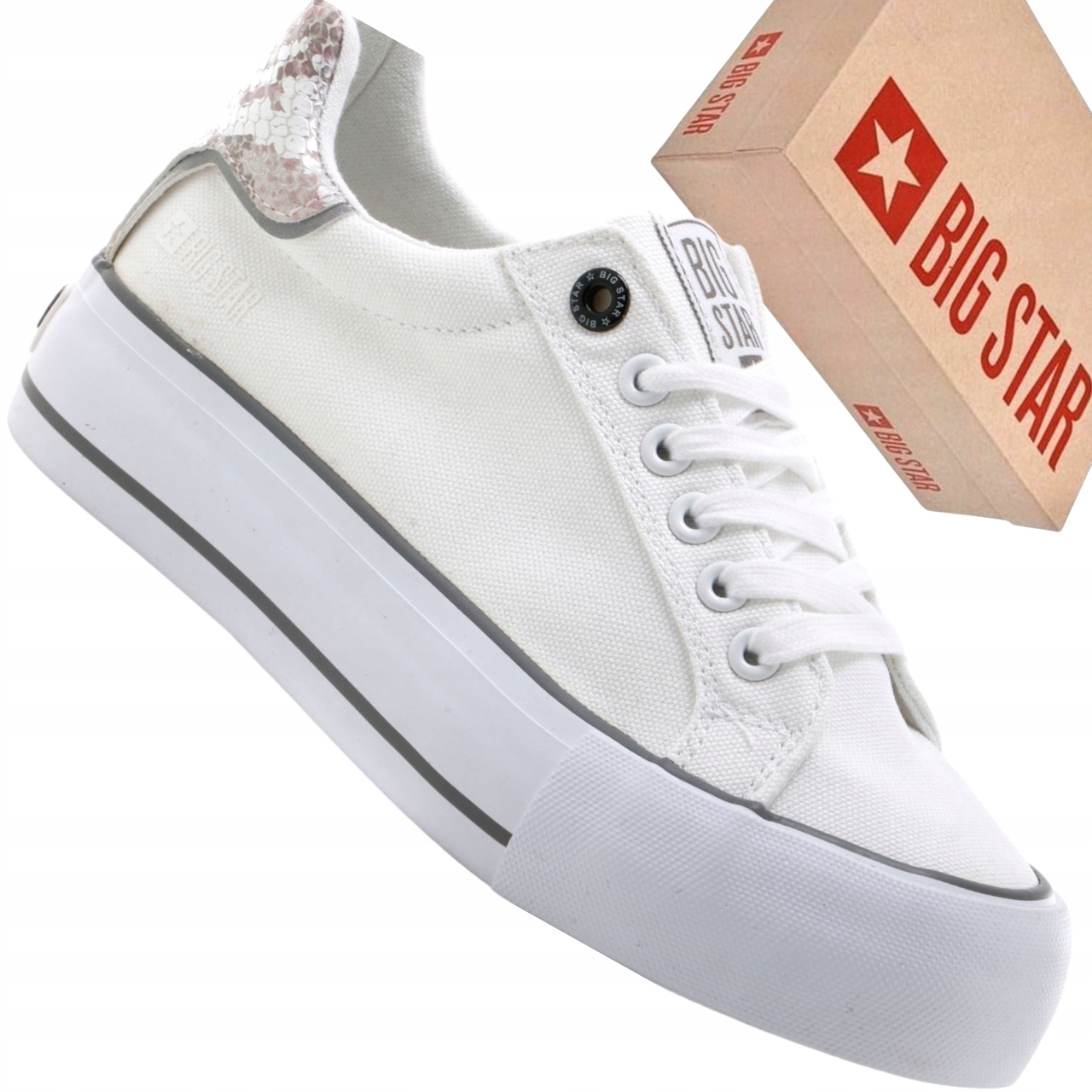 Trampki damskie Big Star KK274037 białe klasyczne obuwie casual modne