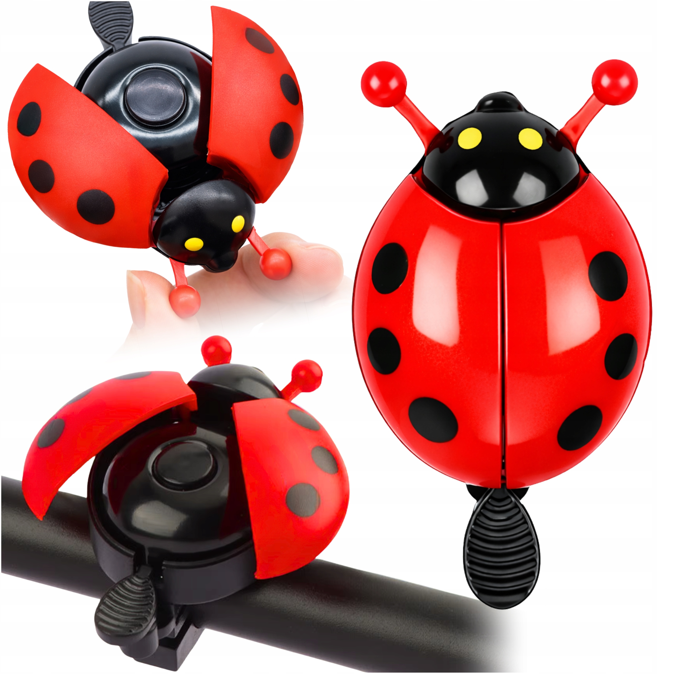 DZWONEK ROWEROWY DZIECIĘCY NA ROWER HULAJNOGĘ DLA DZIECI BIEDRONKA CZERWONA