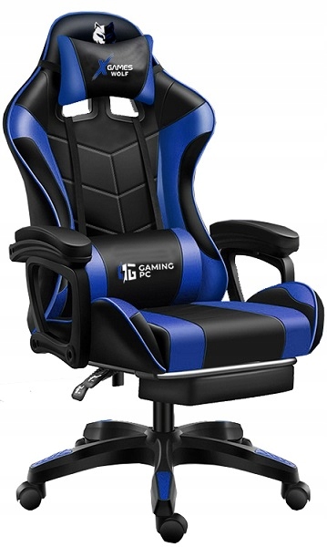 

Fotel Gamingowy Pro Gracza +masaż Niebieski