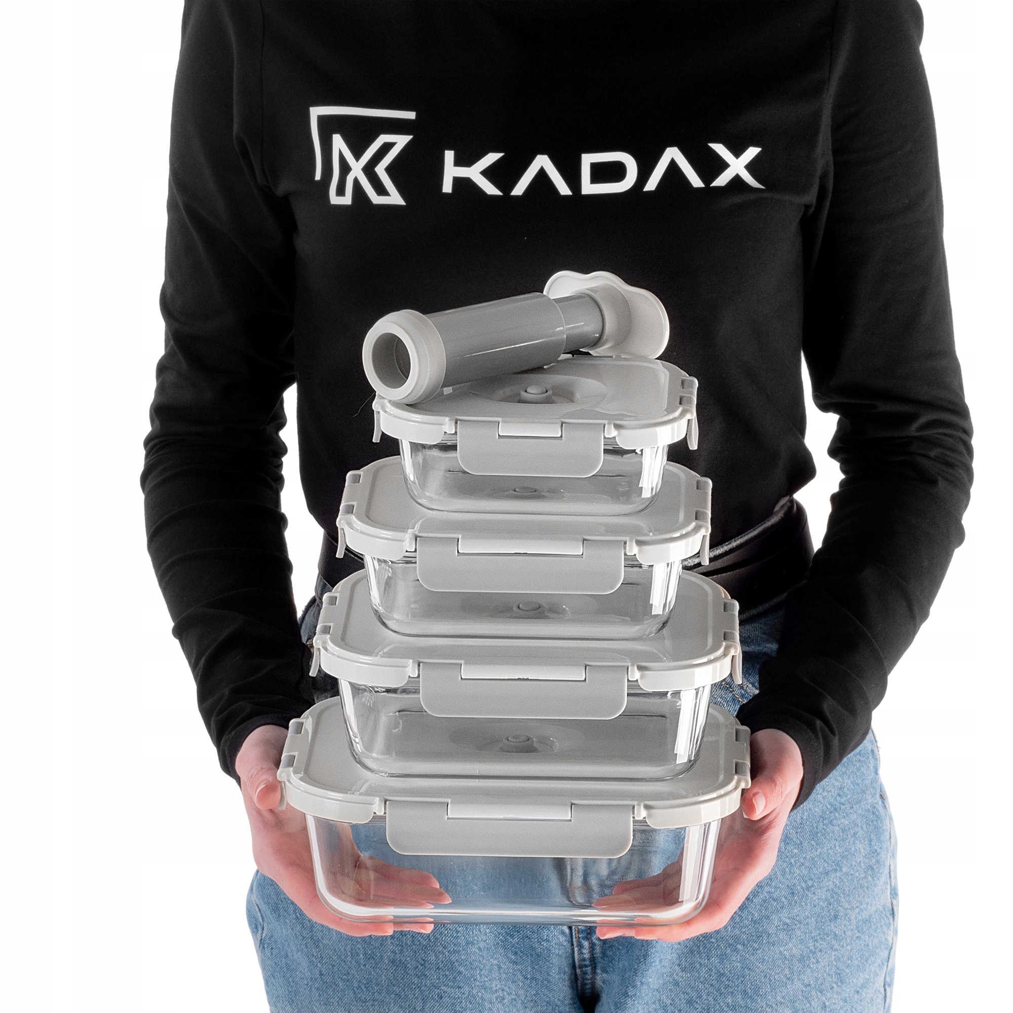 POJEMNIKI NA ŻYWNOŚĆ SZKLANY ZESTAW POJEMNIKÓW PRÓŻNIOWE 4x LUNCHBOX POMPKA Linia szklane pojemniki na żywność