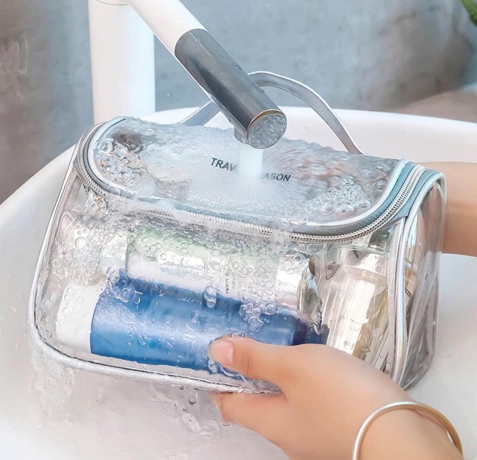 Przezroczysty Kosmetyczka organizer pcv do walizki torby podróżny Kuferek Materiał dominujący syntetyk