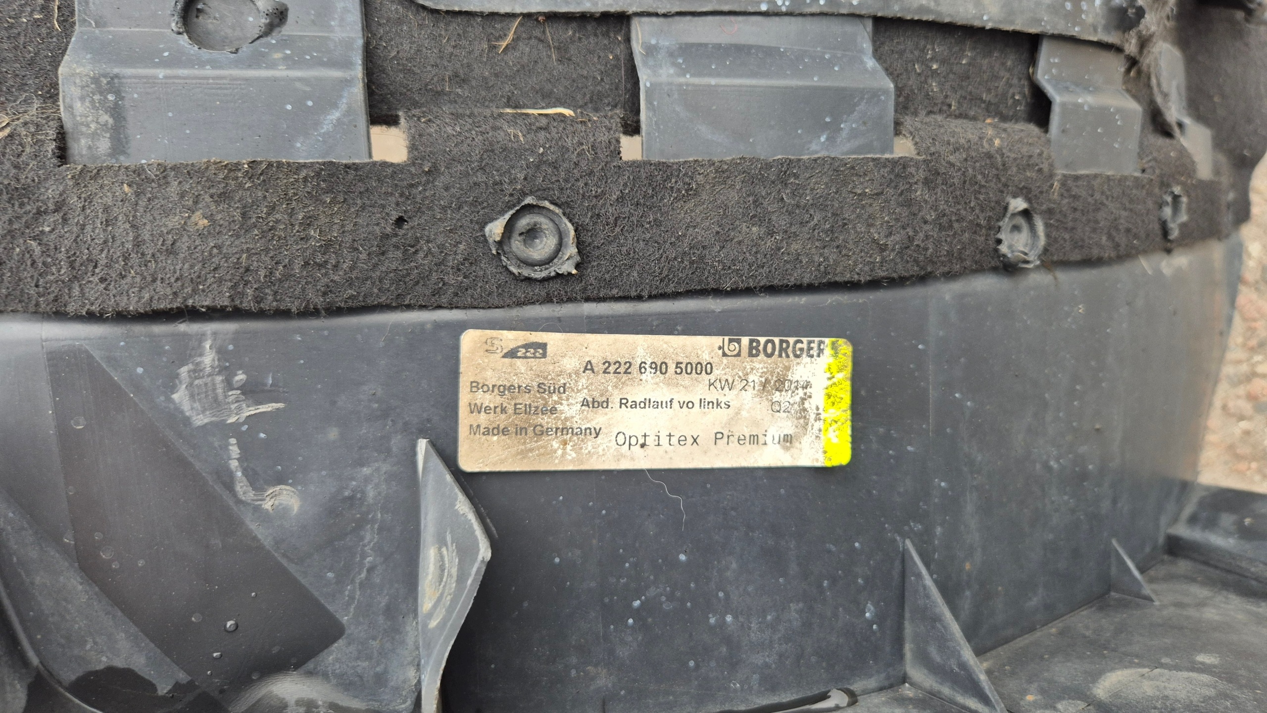 mudguard front front left MERCEDES S-KLASA W222 A2226980200