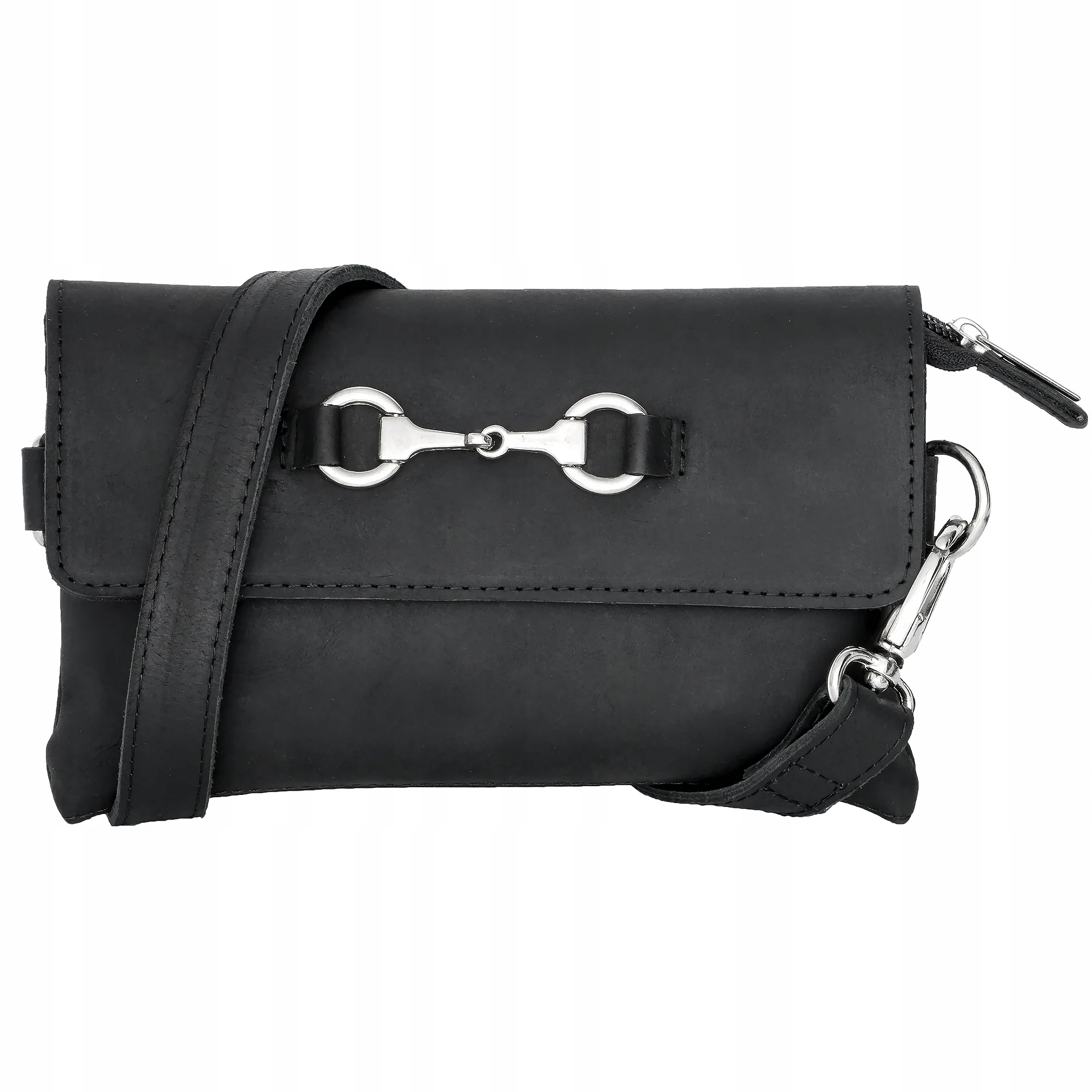 Dámská kožená kabelka přes rameno Equestrian Queen Maeve černá