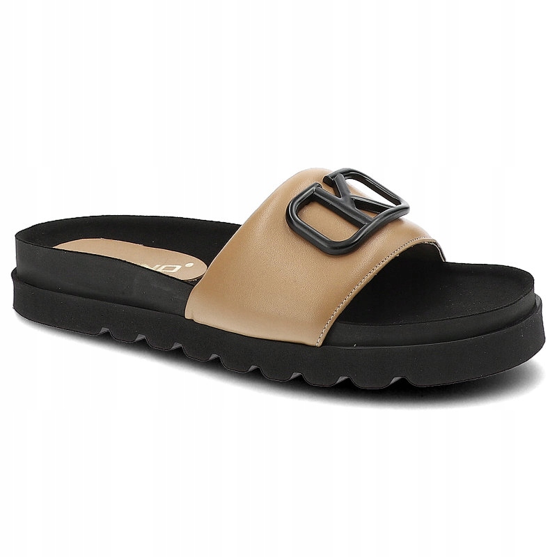 

Beżowe Klapki Karino Modne Buty Na Lato