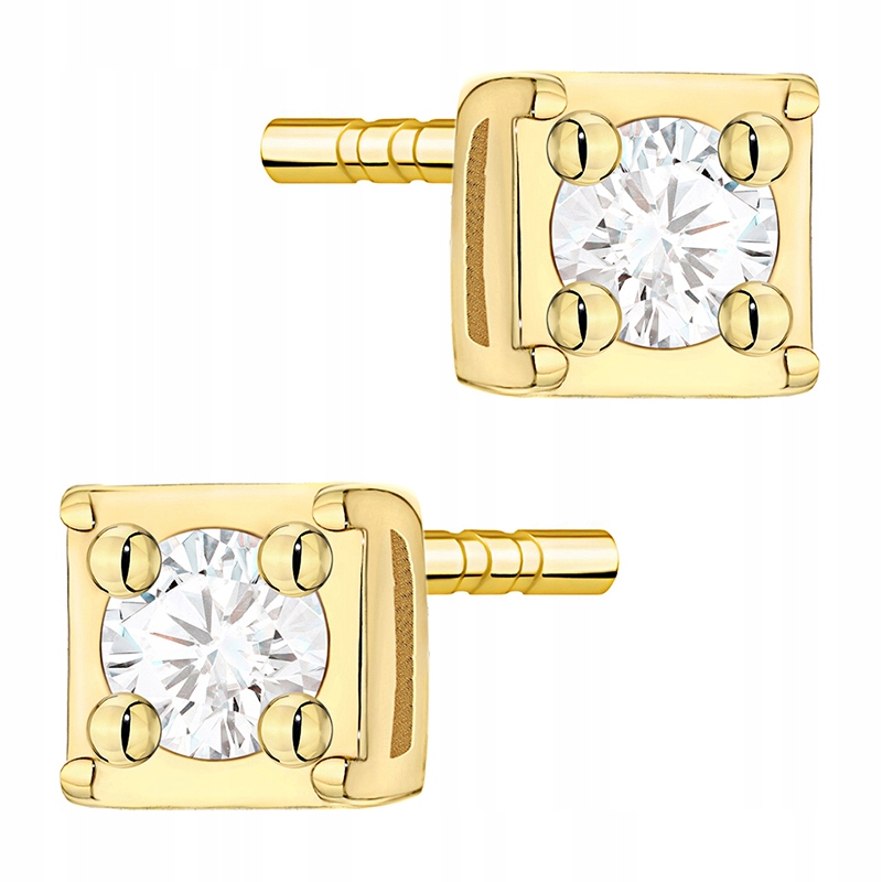 Zlaté Náušnice Dámské pr. 585 Šroubky s brilianty 0,10 ct Štyft 14k