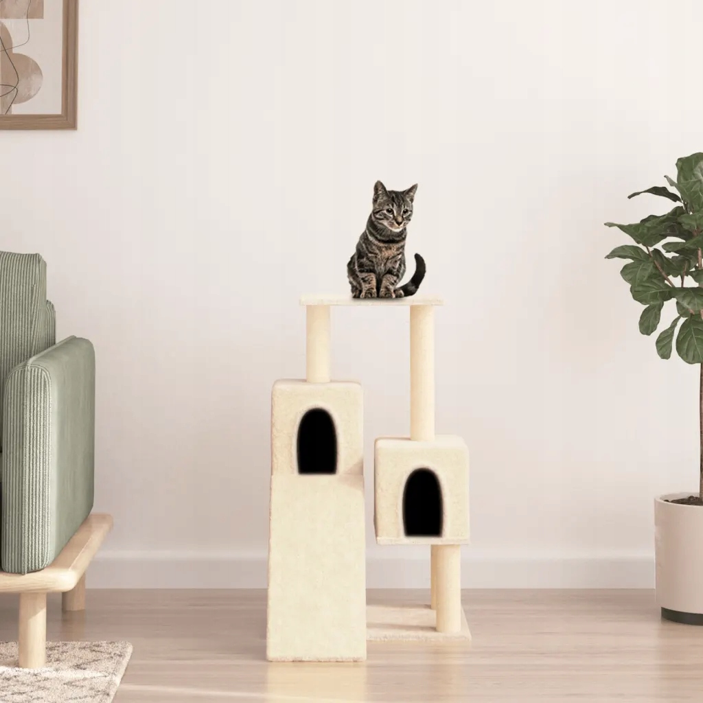 Petrashop Škrabadlo pro kočky se sisalovými sloupky krémové 82 cm Krémová