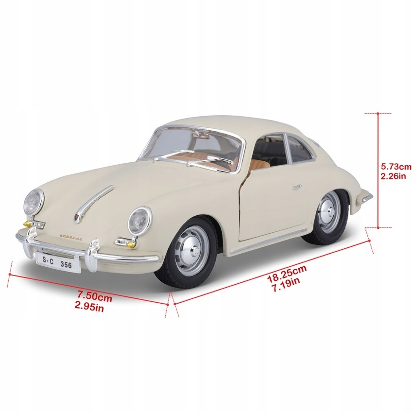 Porsche 356b Coupe 1:24 model Bburago 18-22079 Materiał metal plastik