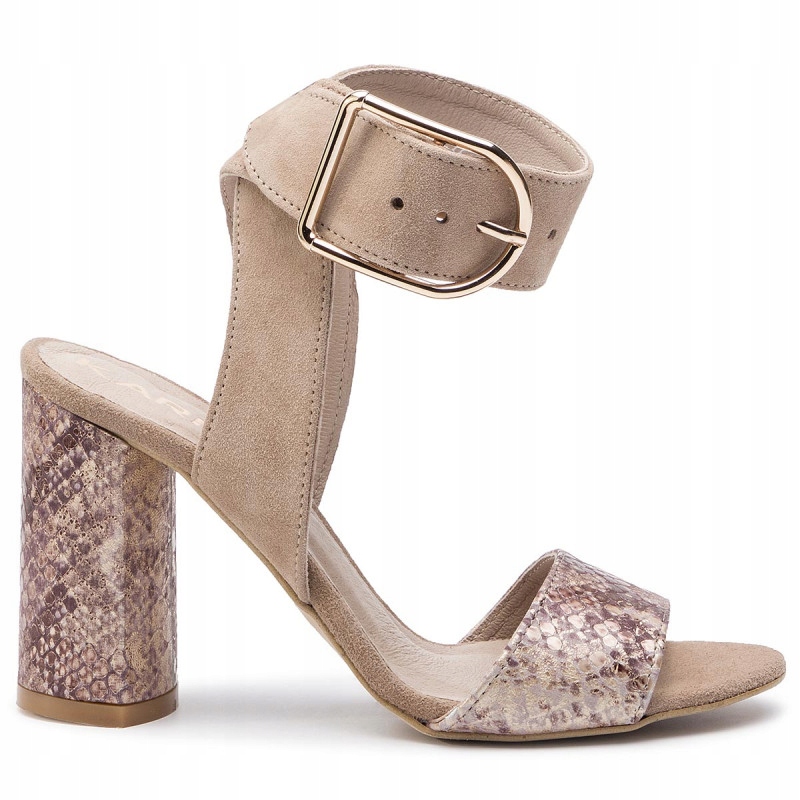 Béžově zlaté sandály na podpatku se zapínáním Karino 40