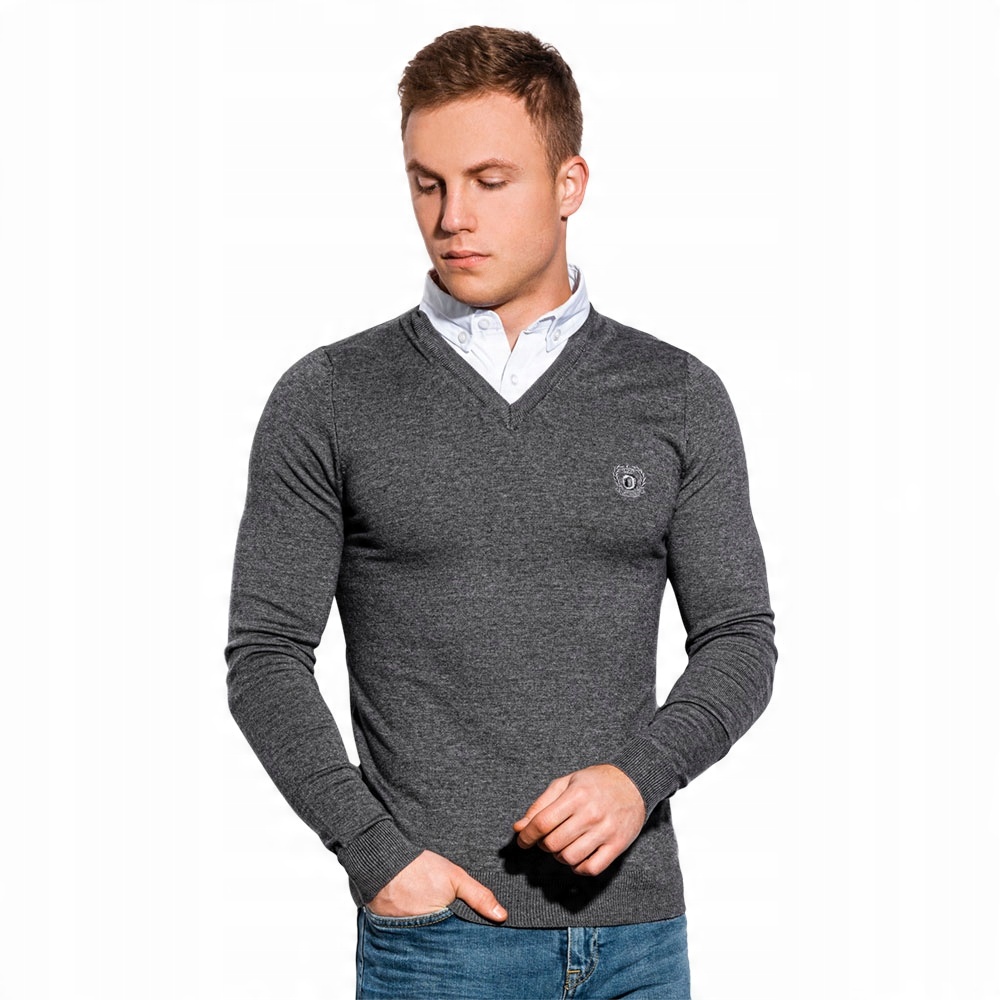 

Sweter męski v-neck kołnierzyk E120 grafit. m. S