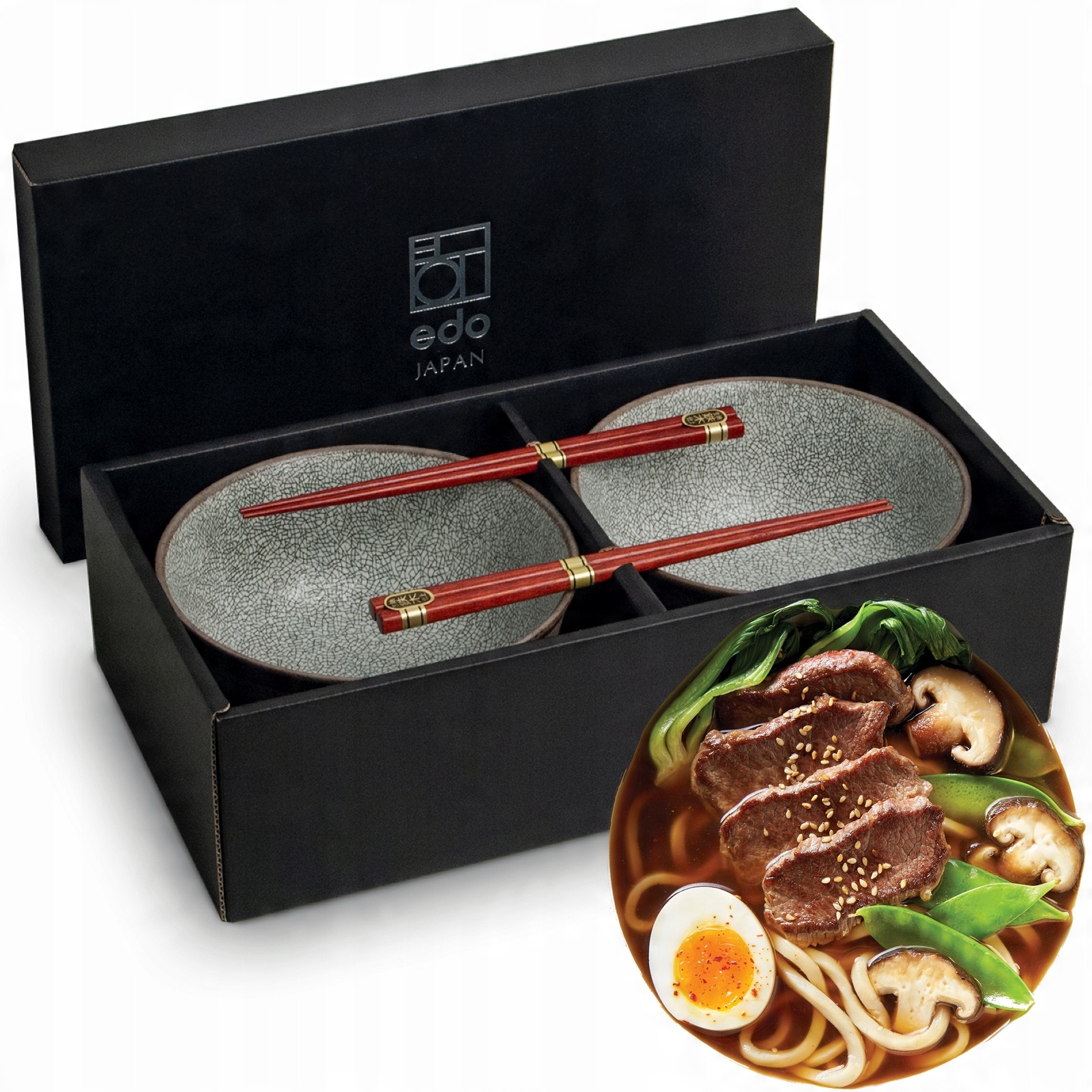 

Zestaw Misek 17cm Do Zupy Udon z Pałeczkami Koishi